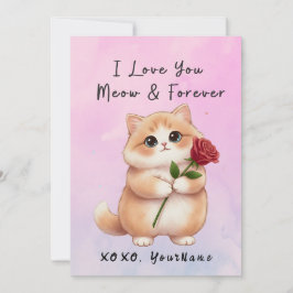 Söt katt Alla hjärtans dag-kort Jag älskar dig Meo Julkort