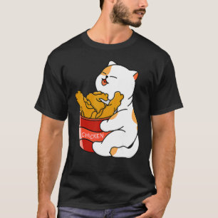 Söt katt älskar stekt kyckling Kärlek Katt Fied Ky T Shirt