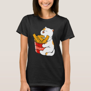Söt katt älskar stekt kyckling Kärlek katt stekt k T Shirt