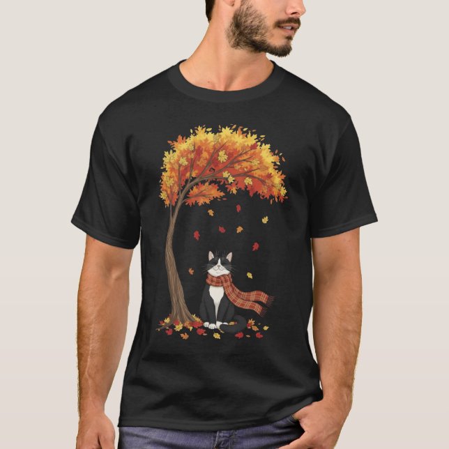 Söt katt älskare Smoking katt Höst Autumn T Shirt (Framsida)