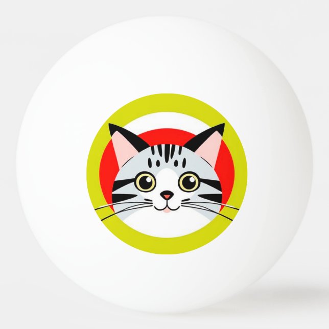 🐱 Söt Katt Ansikte Bordtennis Sport Gåva 🏓 Pingisboll (Framsidan)