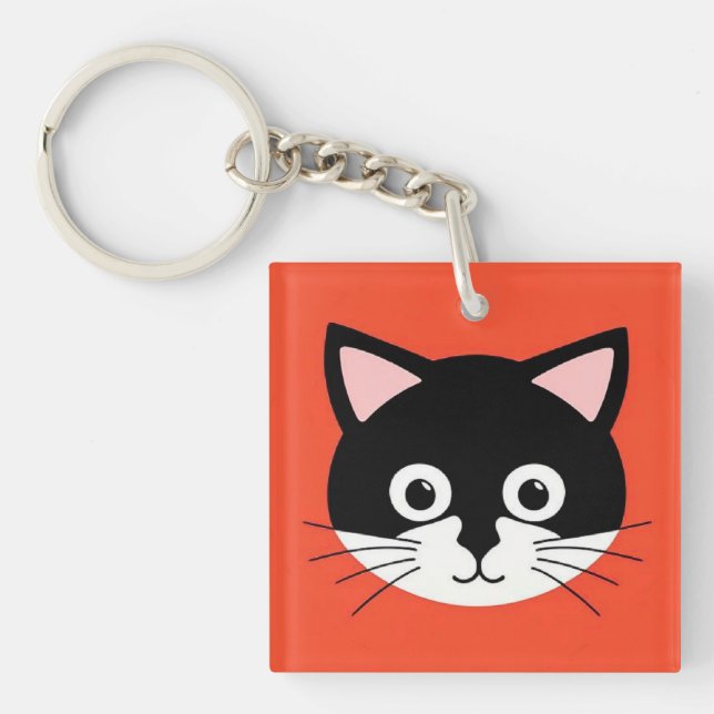 Söt Katt Ansikte Livlig Illustration (Framsidan)