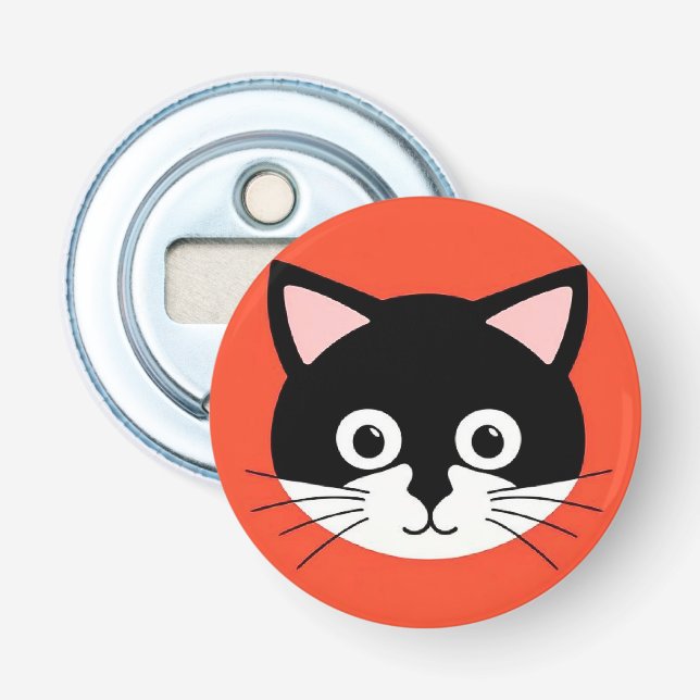 Söt Katt Ansikte Livlig Illustration Flasköppnare (Framsidan)