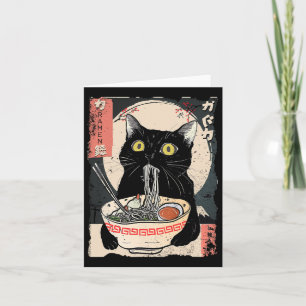 Söt Katt Äter Ramen Nudlar Roligt Anime Present G Kort