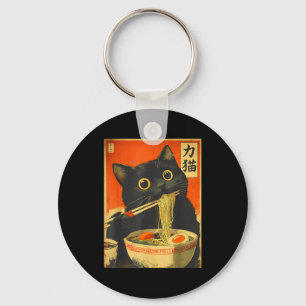 Söt Katt Äter Ramen Nudlar Roligt Anime Present G Nyckelring