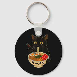 Söt Katt Äter Ramen Nudlar Roligt Anime Present G Nyckelring