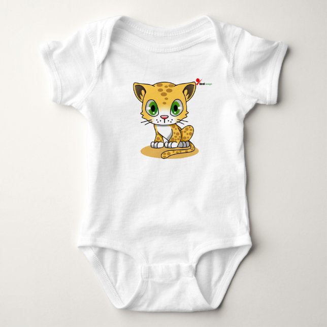 Söt katt baby bodysuit | Leopardutskrifter litet k T Shirt (Framsida)