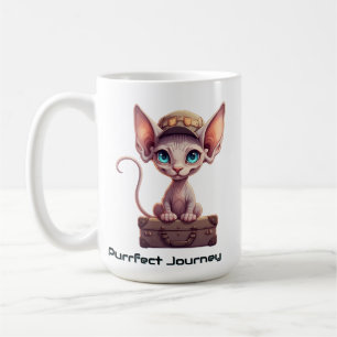 Söt katt bagagetikett present till kattälskare oc kaffemugg