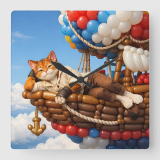 Söt Katt Ballong Barnkammare Väggur Dekor