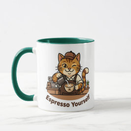 Söt Katt Barista Kaffe Älskare Kawaii Mugg