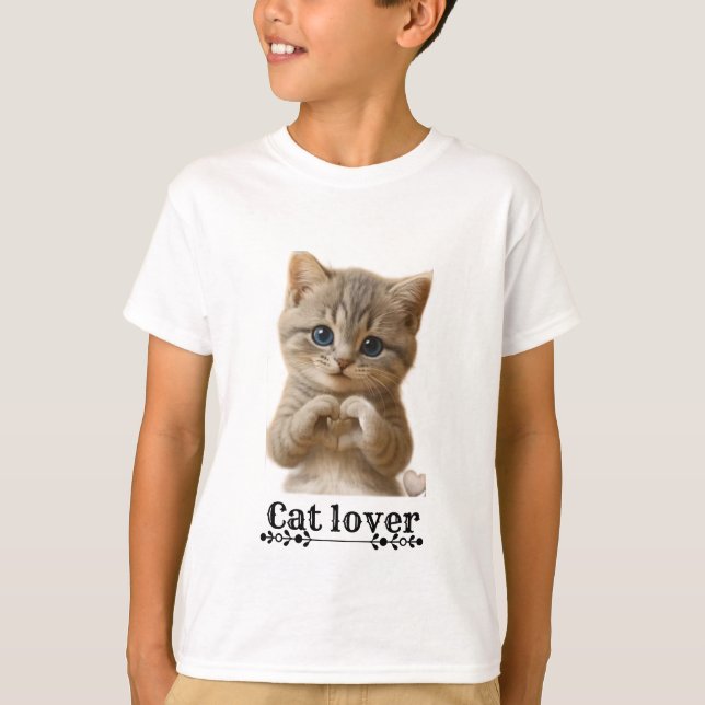 Söt katt barn t-shirt | Kattälskarskläder för barn (Framsida)