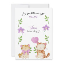 Söt Katt Blommig Barnkalas