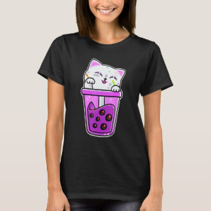 Söt Katt Boba Bubble Te Japansk Neko T Shirt