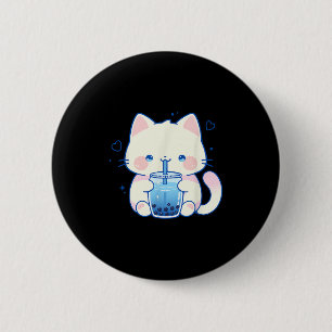 Söt Katt Boba Japansk Söt Estetik Anime Flicka Knapp