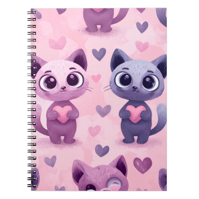 Söt katt brevpapper Kawaii kattdesign Bedårande Anteckningsbok (Framsidan)