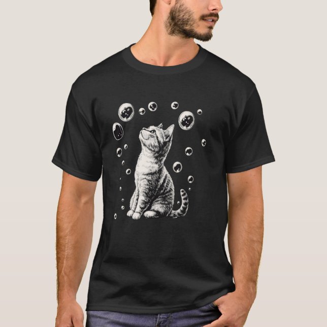 Söt Katt Bubblor T Shirt (Framsida)