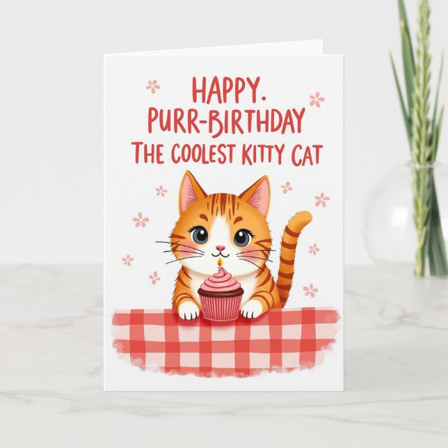 Söt Katt Cupcake-kort Kort (Framsida)