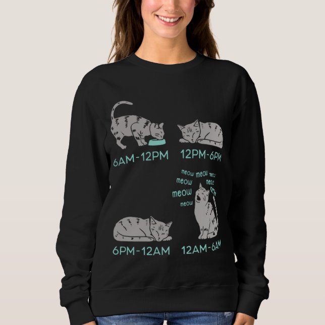 Söt Katt Daglig Rutin T Shirt (Framsida)