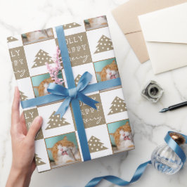 Söt Katt Djur Typografi Jul Foto Presentpapper