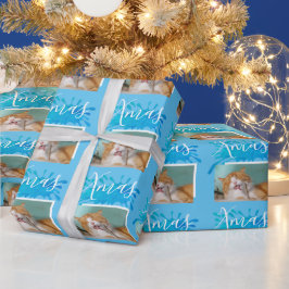 Söt Katt Djur Typografi Jul Foto Presentpapper