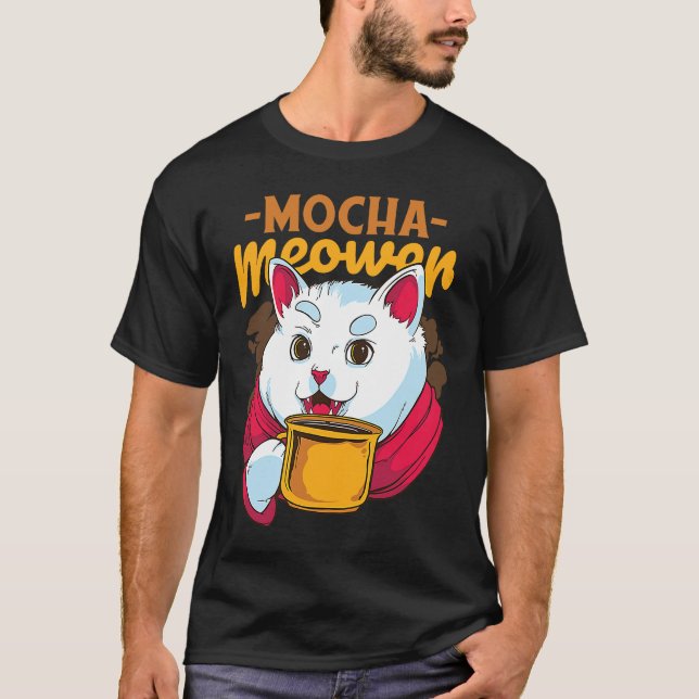 Söt Katt Dricker Kaffe Citat Dricker Katt Katt Mug T Shirt (Framsida)
