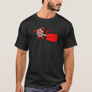 Söt Katt Fisar Hjärtan T Shirt
