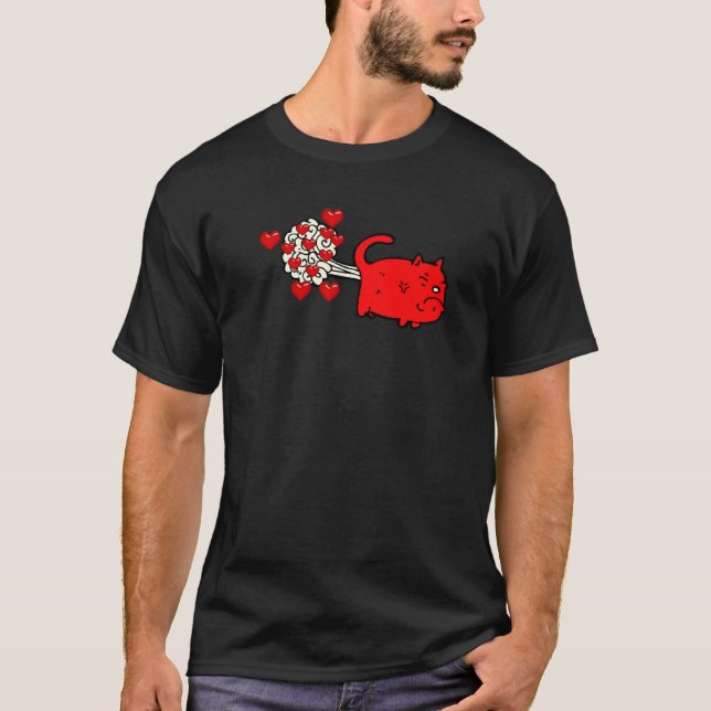 Söt Katt Fisar Hjärtan T Shirt (Framsida)