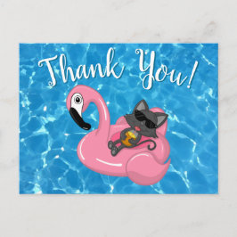 Söt katt flamingo barnkalas poolparty vykort
