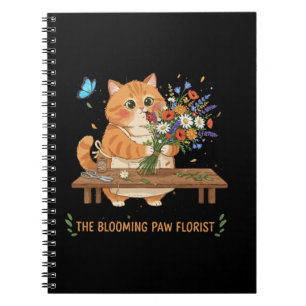 Söt Katt Florist Den Blommande Tassens Nyckfullh Anteckningsbok