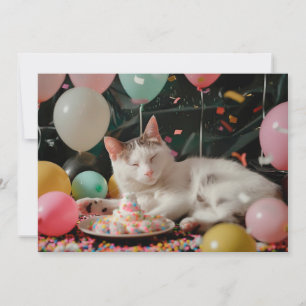 Söt Katt Födelsedagsfirande Design Kort