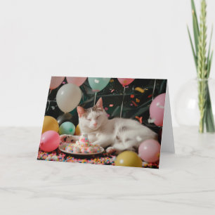 Söt Katt Födelsedagsfirande Design Kort