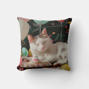 Söt Katt Födelsedagsfirande Design Kudde