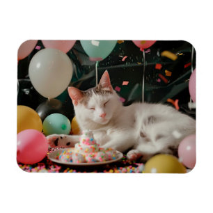 Söt Katt Födelsedagsfirande Design Magnet