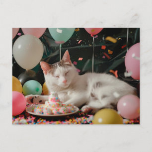 Söt Katt Födelsedagsfirande Design Vykort