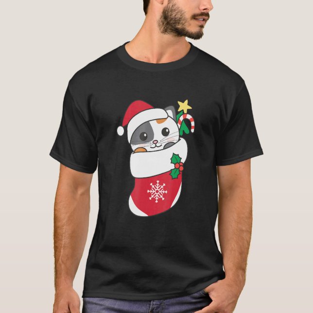 Söt katt för jul Katt 7 T Shirt (Framsida)