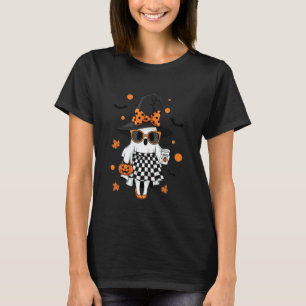 Söt Katt Ghost med Pumpa Halloween Kvinnor Män K T Shirt