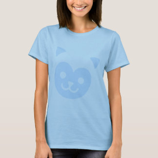 Söt Katt Glad Ansikte Blå T Shirt