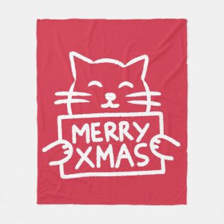 Söt katt God Jul Fleecefilt