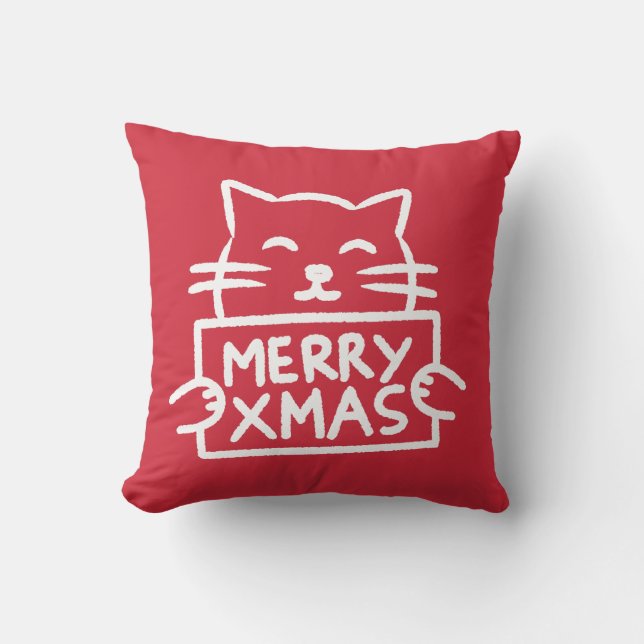 Söt katt God Jul Kudde (Framsida)
