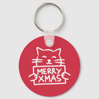 Söt katt God Jul Nyckelring