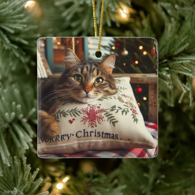 Söt Katt God Jul Ornament (Träd)