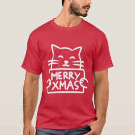 Söt katt God Jul T Shirt