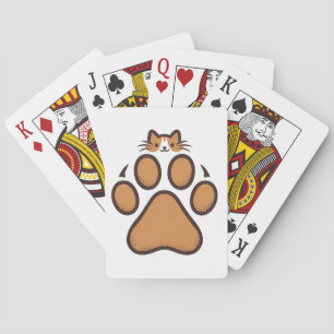 Söt katt gömmer sig i tassavtryck - Illustration Casinokort