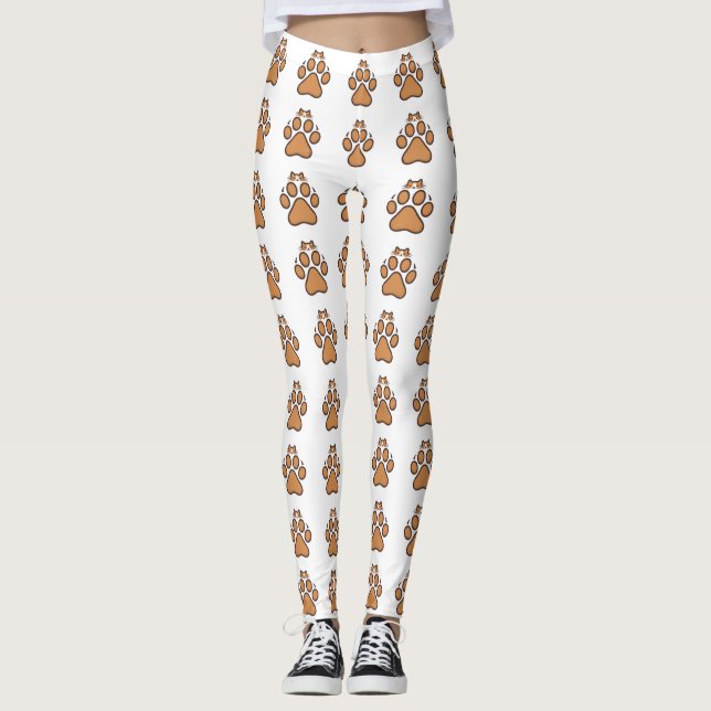 Söt katt gömmer sig i tassavtryck - Illustration  Leggings (Framsida)