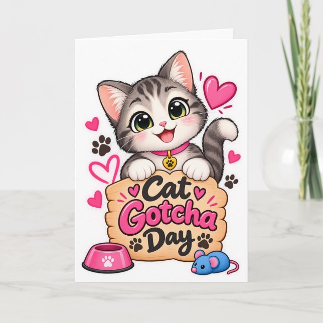 Söt Katt Gotcha-dagen Kort (Framsida)