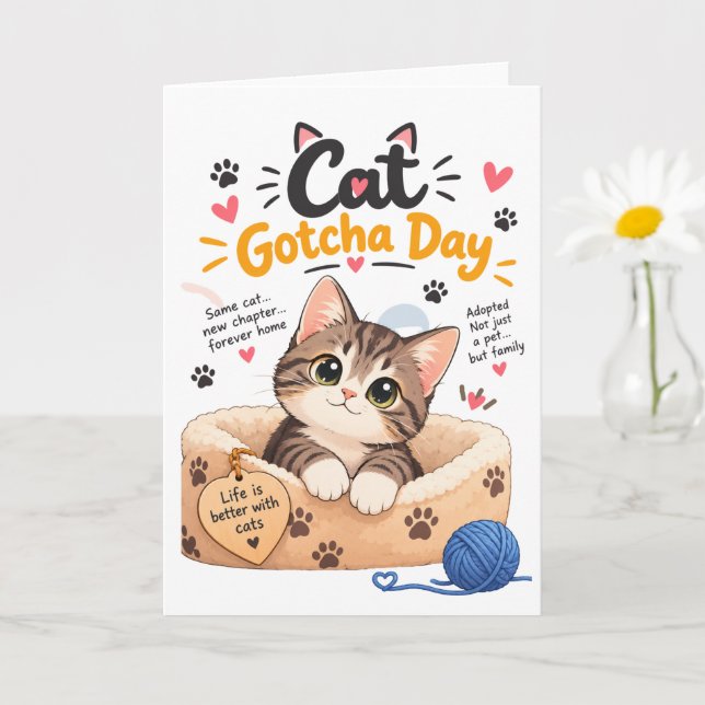 Söt katt Gotcha-dags gratulationskort Kort (Liten växt)