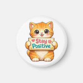 Söt Katt Håll Positiv Glädjefullt Humör Magnet