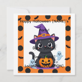 Söt katt Halloween-fest inbjudan | Redigerbar Kaw