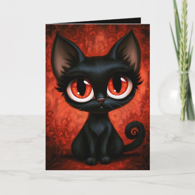 Söt katt Halloween-illustration Kort (Framsida)