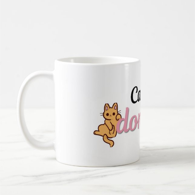 Söt Katt Hår Bryr Sig Inte Rolig Katt Mugg (Vänster)